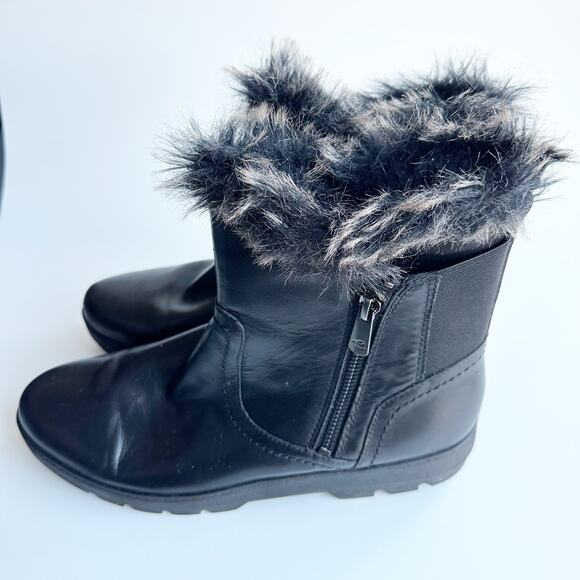 Easy Spirit Women’s Black Faux Fur Ankle Boots Size 9 Cozy Winter Zip Booties - Picture 1 of 7